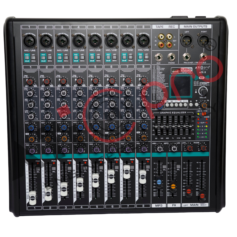 8 Channel Live Mixer With 1 Aux Model ATI8